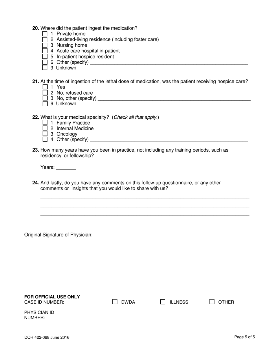 DOH Form 422-068 Attending Physicians After Death Reporting Form - Washington, Page 5