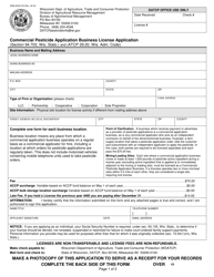 Form ARM-ACM-378 Commercial Pesticide Application Business License Application - Wisconsin