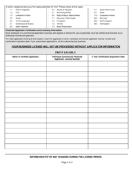Form ARM-ACM-378 Commercial Pesticide Application Business License Application - Wisconsin, Page 2