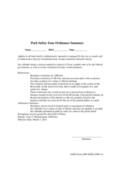 Document preview: SAPD Form 2089-SOPE Park Safety Zone Ordinance Summary - City of San Antonio, Texas