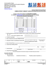 Document preview: Form A492-0550REG Community Association Registration Application/New Registrations Only - Virginia