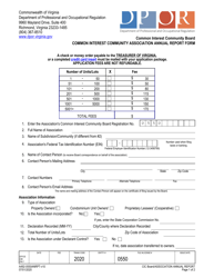 Document preview: Form A492-0550ANRPT Common Interest Community Association Annual Report Form - Virginia