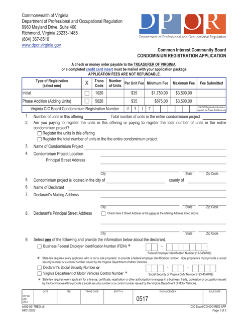 Form A492-0517REG  Printable Pdf