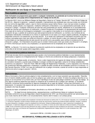 Formulario OSHA-7 &quot;Notificacion De Una Queja En Seguridad Y Salud&quot; (Spanish)