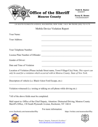 &quot;Mobile Device Violation Report&quot; - Monroe County, New York