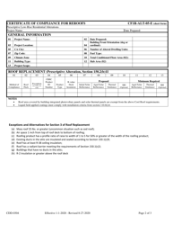 Form CDD-0304 (CF1R-ALT-05-E) Certificate of Compliance for Reroofs - City of Sacramento, California, Page 2