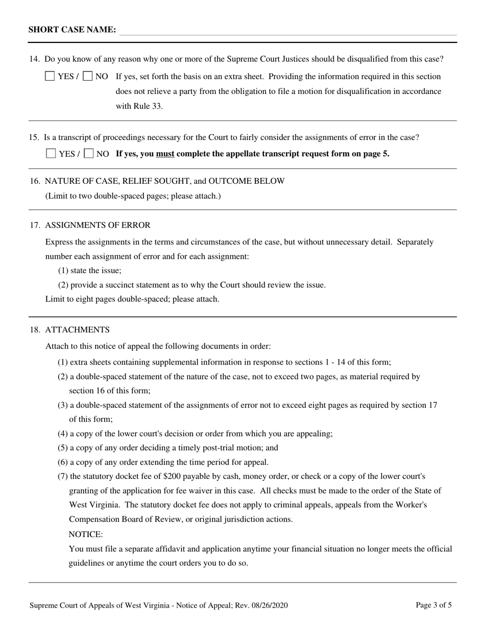 Appendix A Notice of Appeal - West Virginia, Page 3