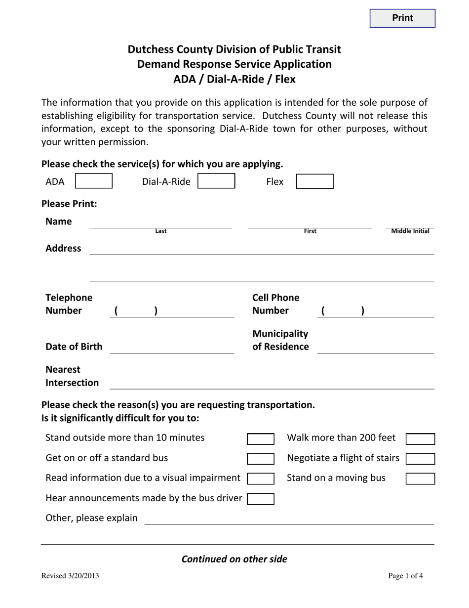 Dutchess County, New York Demand Response Service Application Ada