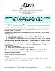&quot;Smoke and Carbon Monoxide Alarms Self-certification Form&quot; - City of Davis, California