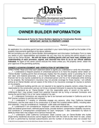 &quot;Owner Builder Information&quot; - City of Davis, California