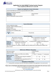 Document preview: DOH Form 530-209 Application for Initial Nremt Testing Voucher Program - Washington