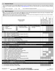 Form LASC FAM020 Family Law Case Cover Sheet and Certificate of Grounds for Assignment to District - County of Los Angeles, California, Page 2