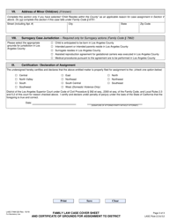 Form LASC FAM020 Family Law Case Cover Sheet and Certificate of Grounds for Assignment to District - County of Los Angeles, California, Page 3