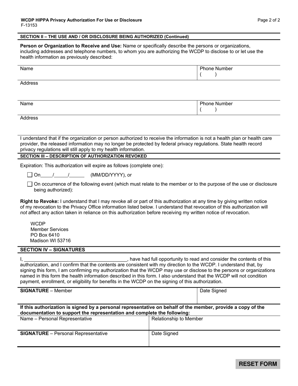 Form F-13153 - Fill Out, Sign Online and Download Fillable PDF ...