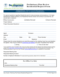 Preliminary Plan Review Residential Request Form - City of Austin, Texas, Page 2