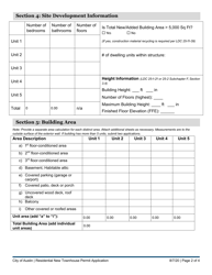 Residential New Townhouse Permit Application - City of Austin, Texas, Page 2