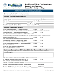 Document preview: Residential New Condominium Permit Application - One and Two Family Dwellings - City of Austin, Texas