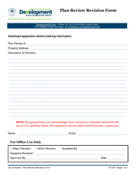 Document preview: Plan Review Revision Form - City of Austin, Texas