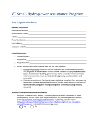 Vt Small Hydropower Assistance Program Application Form - Vermont