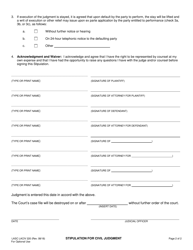 Form LASC LACIV220 Stipulation for Civil Judgment - County of Los Angeles, California, Page 2