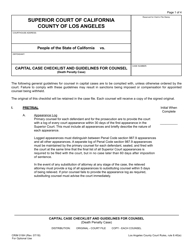 Document preview: Form CRIM016H Capital Case Checklist and Guidelines for Counsel (Death Penalty Case) - County of Los Angeles, California