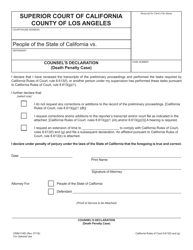 Document preview: Form CRIM016D Counsel's Declaration (Death Penalty Case) - County of Los Angeles, California