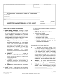 Document preview: Form LASC FAM104 Gestational Surrogacy Cover Sheet - County of Los Angeles, California