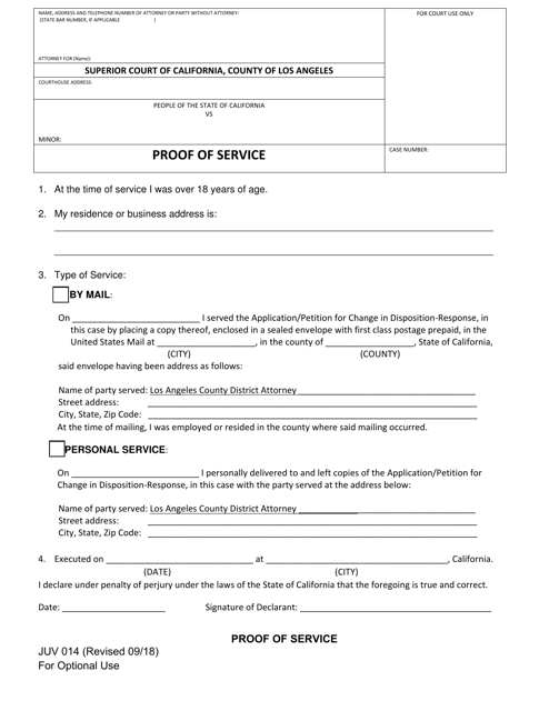 Form JUV014  Printable Pdf