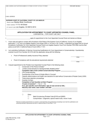 Document preview: Form PRO057 Application for Appointment to Court Appointed Counsel Panel - County of Los Angeles, California