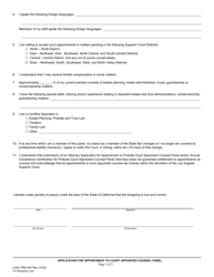 Form PRO057 Application for Appointment to Court Appointed Counsel Panel - County of Los Angeles, California, Page 2