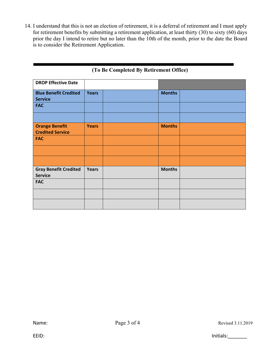 Deferred Retirement Option Program Election Form - City of Fort Worth, Texas, Page 3
