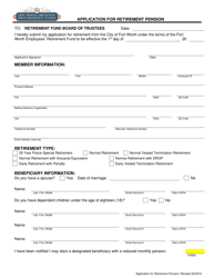 Document preview: Application for Retirement Pension - City of Fort Worth, Texas