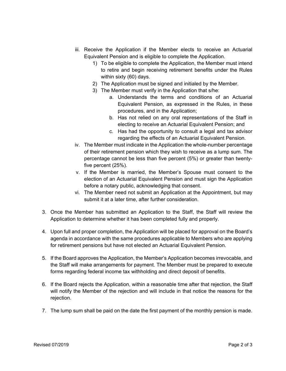 Actuarial Equivalent Pension Application (Alternate Pension Benefit) - City of Fort Worth, Texas, Page 2