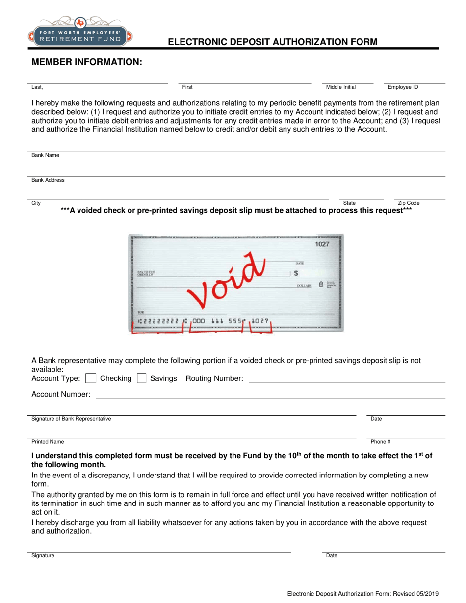 City of Fort Worth, Texas Electronic Deposit Authorization Form - Fill ...