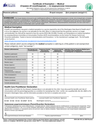 DOH Form 348-106 Certificate of Exemption From Immunization Requirements - Washington (English/Russian), Page 2