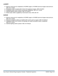 Electrical Rough Inspection Checklist - Residential Inspections - City of Austin, Texas, Page 3