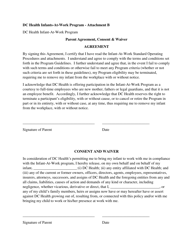 Document preview: Attachment B Parent Agreement, Consent and Waiver - Infant-At-Work Program - Washington, D.C.