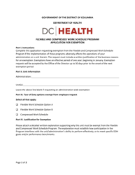 Document preview: Application for Exemption - Flexible and Compressed Work Schedule Program - Washington, D.C.