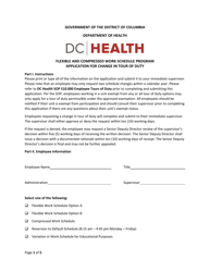 Document preview: Flexible and Compressed Work Schedule Program Application for Change in Tour of Duty - Washington, D.C.