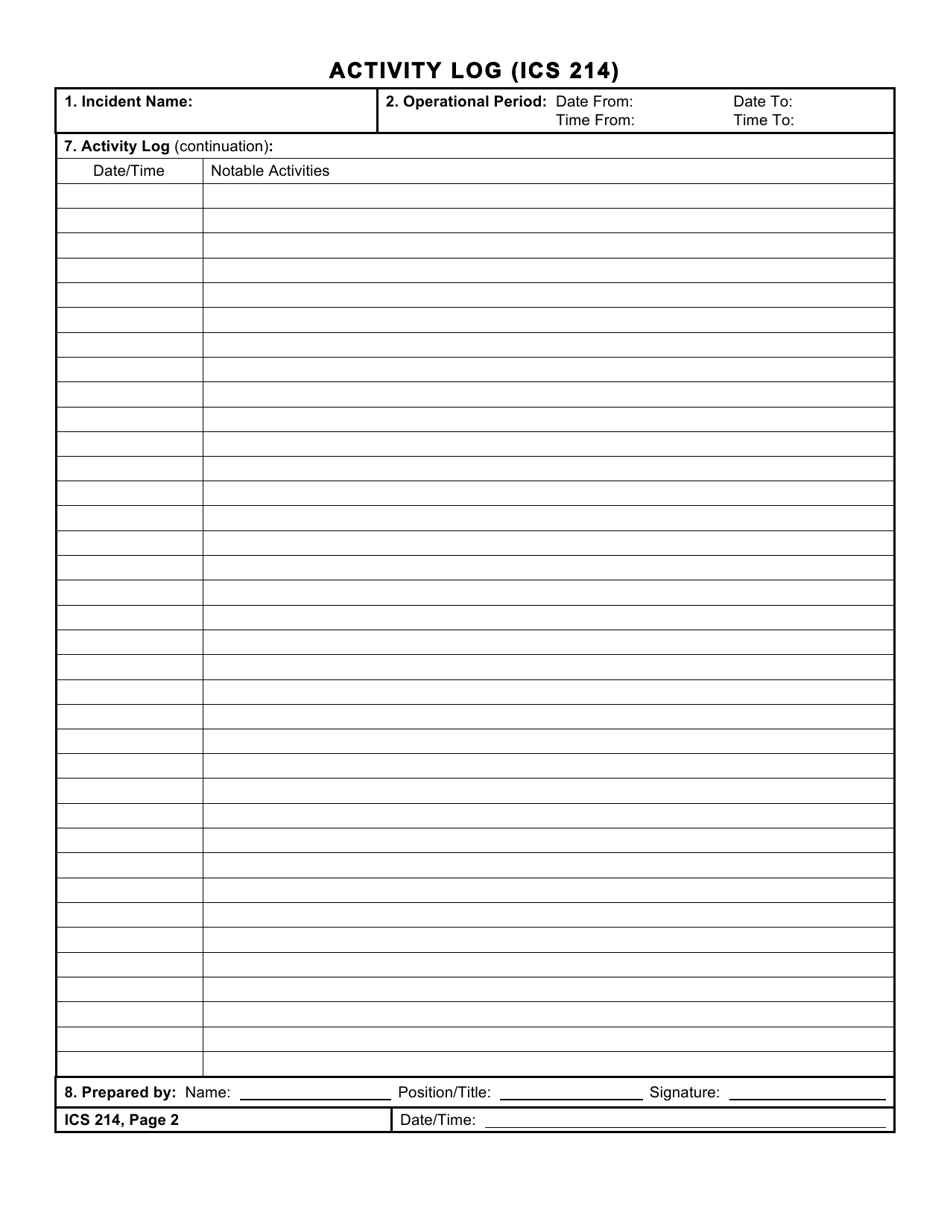 Form ICS214 - Fill Out, Sign Online and Download Fillable PDF ...