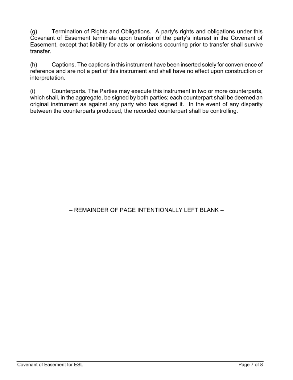 Covenant of Easement for Protection of Environmentally Sensitive Lands That Do Not Include Sensitive Biological Resources - City of San Diego, California, Page 7