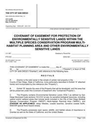 Document preview: Covenant of Easement for Protection of Environmentally Sensitive Lands Within the Multiple Species Conservation Program Multihabitat Planning Area and Other Environmentally Sensitive Lands - City of San Diego, California