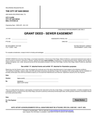 &quot;Grant Deed - Sewer Easement&quot; - City of San Diego, California