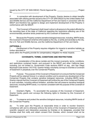 Covenant of Easement for Protection of Environmentally Sensitive Lands Within the Multiple Species Conservation Program Multi-Habitat Planning Area - City of San Diego, California, Page 2