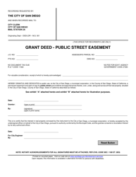 Document preview: Grant Deed - Public Street Easement - City of San Diego, California