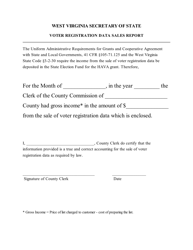 Document preview: Voter Registration Data Sales Report - West Virginia