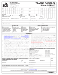 Form DS-269 &quot;Traffic Control Plan/Permit&quot; - City of San Diego, California