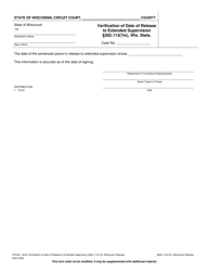 Document preview: Form CR-251 Verification of Date of Release to Extended Supervision - Wisconsin