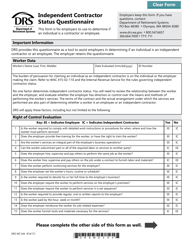 Form DRS MS344 Independent Contractor Status Questionnaire - Washington