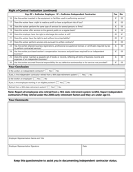 Form DRS MS344 Independent Contractor Status Questionnaire - Washington, Page 2